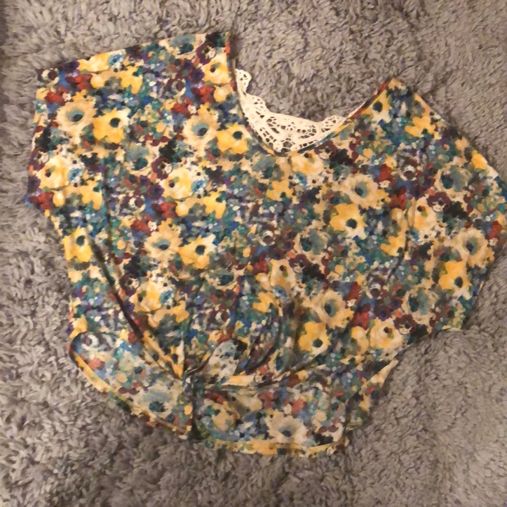 Floral front tie, back design blouse